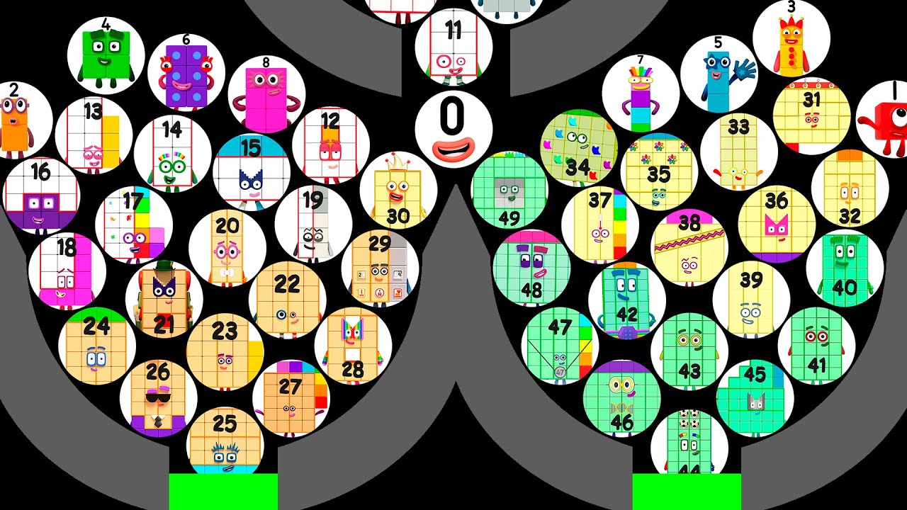 50 Numberblocks Tournament in Algodoo Marble Race - Who will be the Champion? Round 5