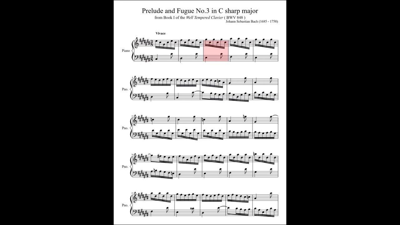 Prelude No. 3 in C# major by Bach #bach #piano 