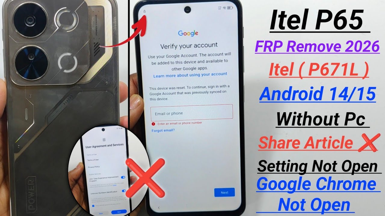 Itel P65 Frp Remove 2026 || Itel ( P671L ) Frp Bypass Android 14/15 Without PC || Settings Not Open 
