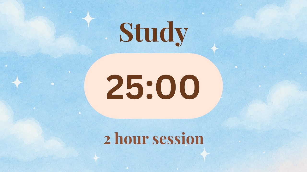 ☁️ Blue Cloud Pomodoro Timer | 2 Hour Aesthetic Study Session (No Music, Rain Ambience)