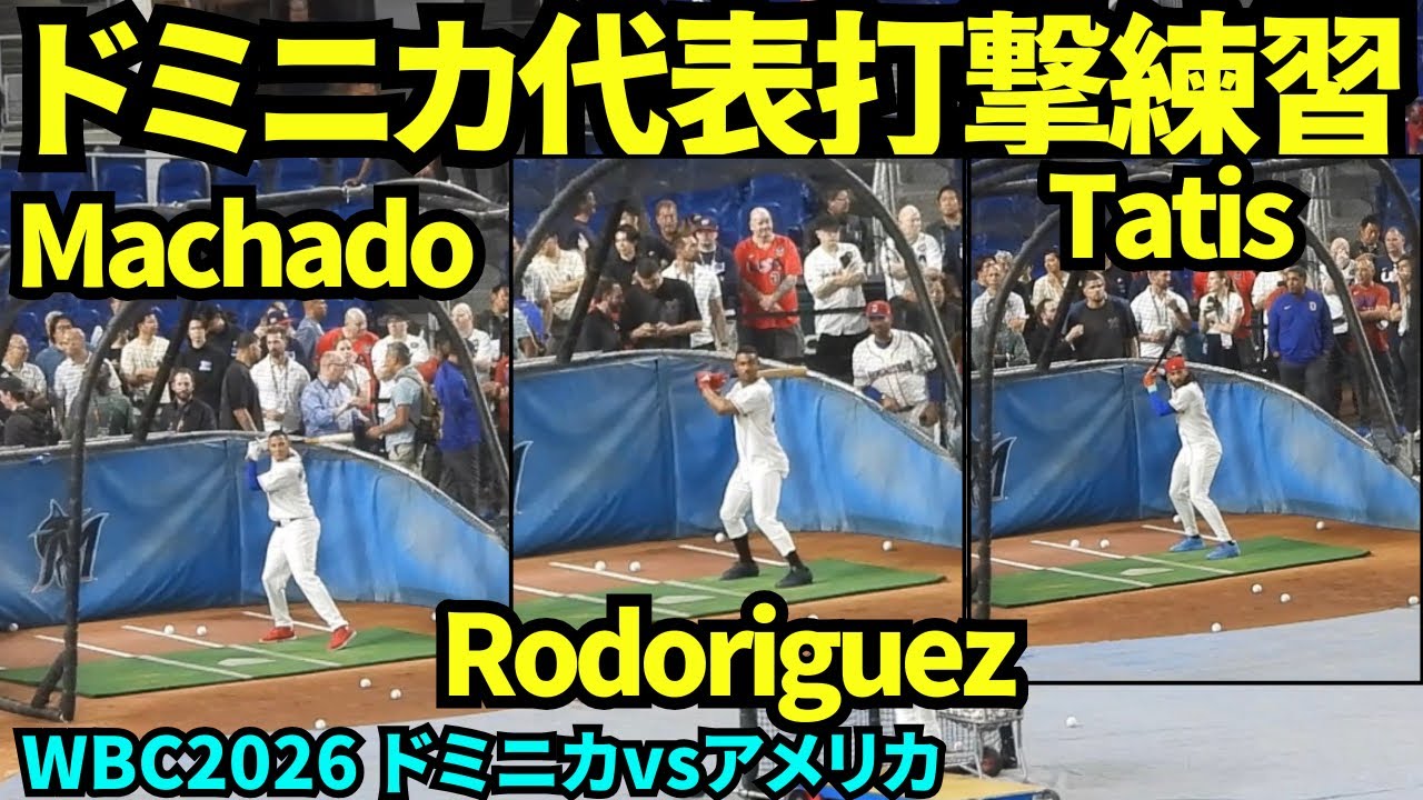 🇩🇴vs🇺🇸ドミニカ代表の打撃練習！タティスJr.、マチャド、フリオロドリゲスら豪華メンバー！！【現地映像】2026年3月15日 WBCドミニカvsアメリカ