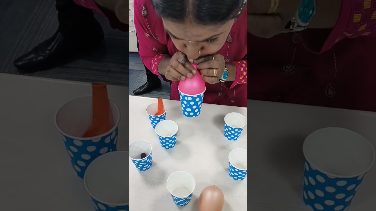 Team Building Activity || Fun Game😄Womens day special💃Make pyramid using Balloons&Paper Cups #shorts