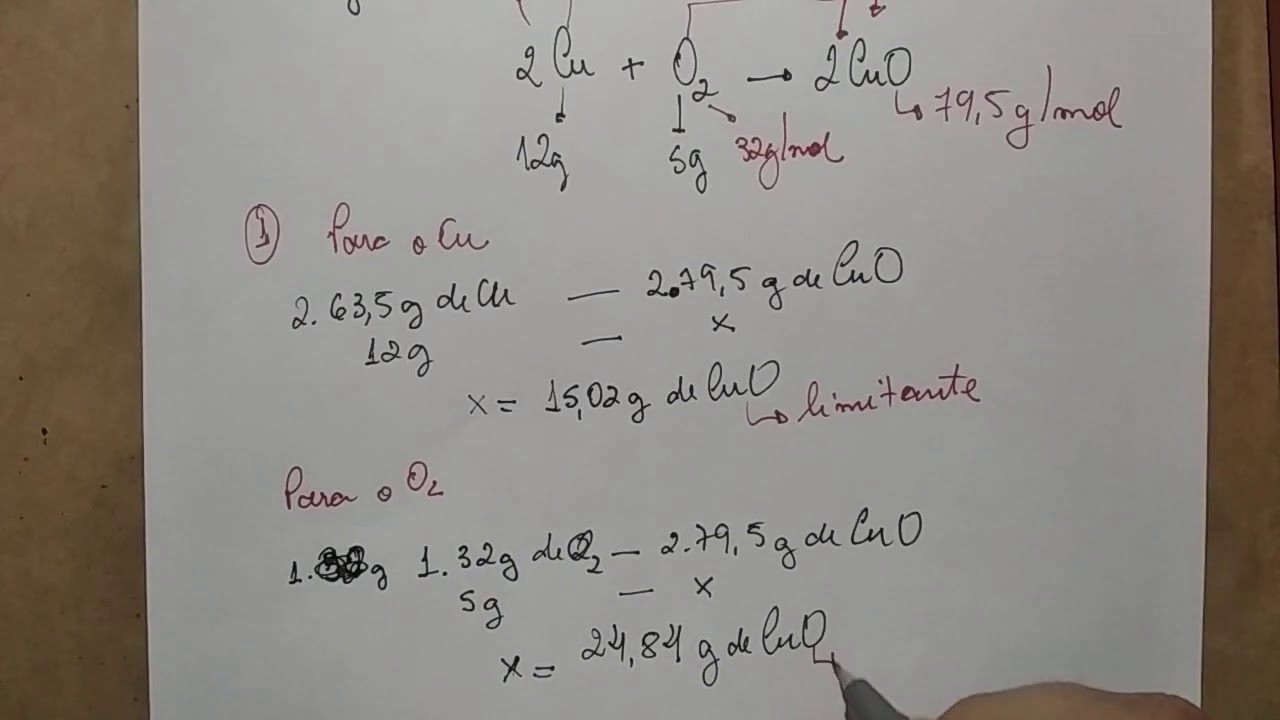 Exercício resolvido de Reagente em excesso e limitante