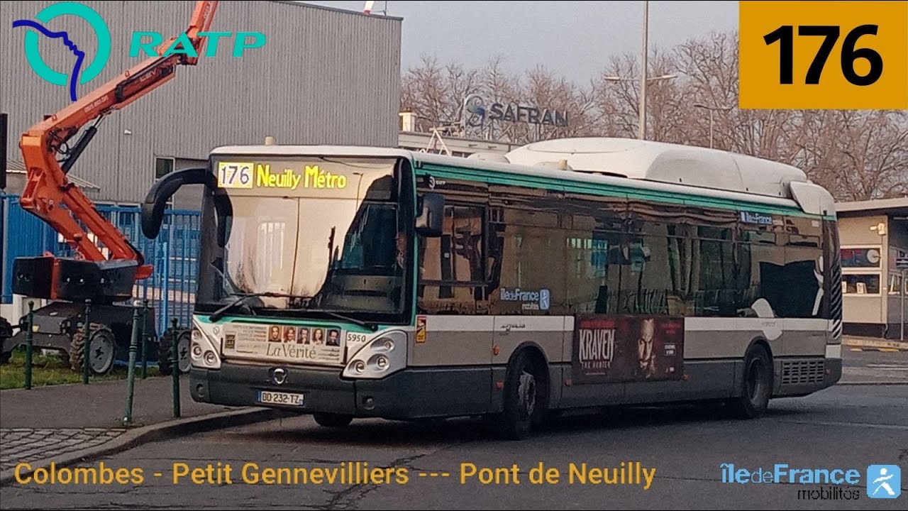 Bus 176 RATP - Citelis 12 Hybride N°5950 Colombes - Petit Gennevilliers --- Pont de Neuilly