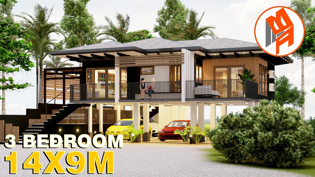 3 Bedroom Residential house design - Walkthrough video 14x10m