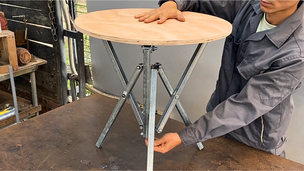 DIY - Craftsman's Ideas/Smart 3-Legged Table With Adjustable Height/Metal Smart Folding Utensils !