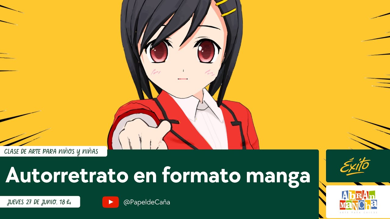 Clase de arte para niños y niñas. Autorretrato en formato Manga