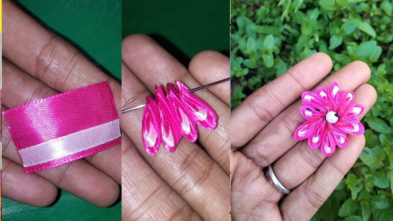 Ribbon flower work || stylish ribbon flowers  handmade || KanzashiFlower | DIY