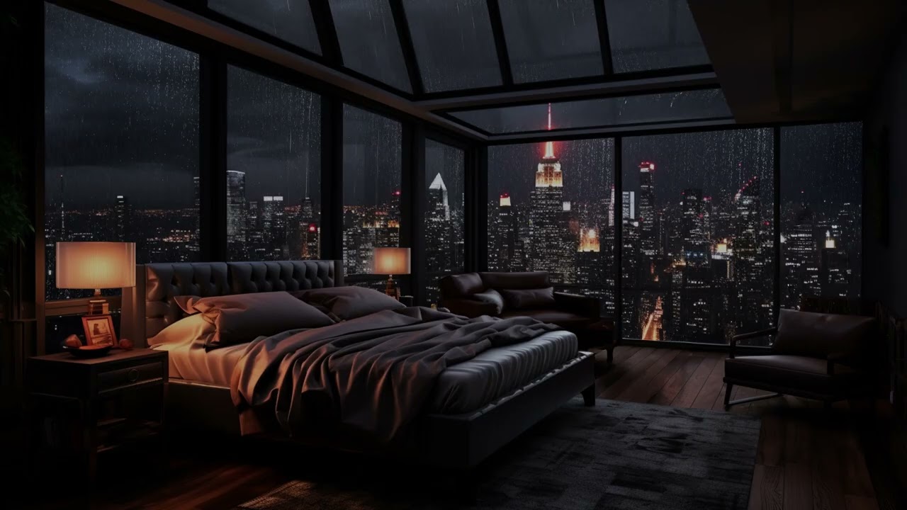 🌧️ Cozy Bedroom Rainstorm at Night 😪 Heavy Rain on the Window for Deep Relaxation & Calm 😴