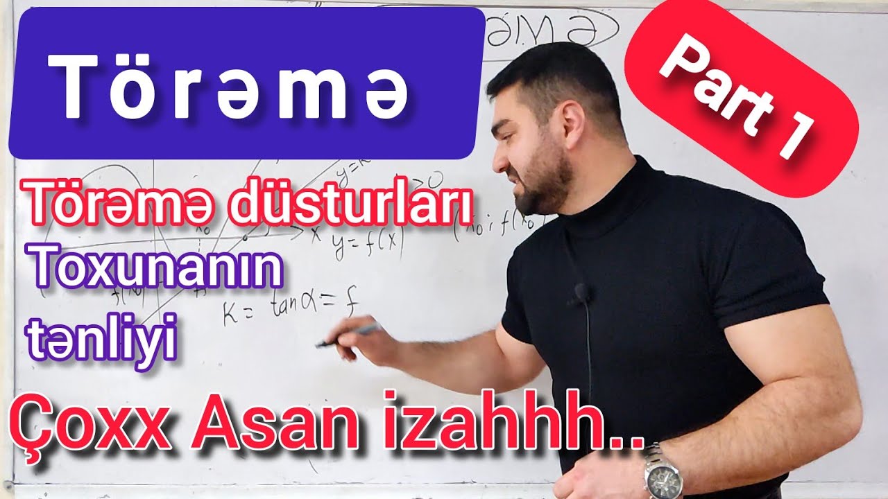 ✅🔺 Törəmə , toxunanın tənliyi , funksiyanın artma və azalma aralıqları . Asan izah #riyaziyyat #dim