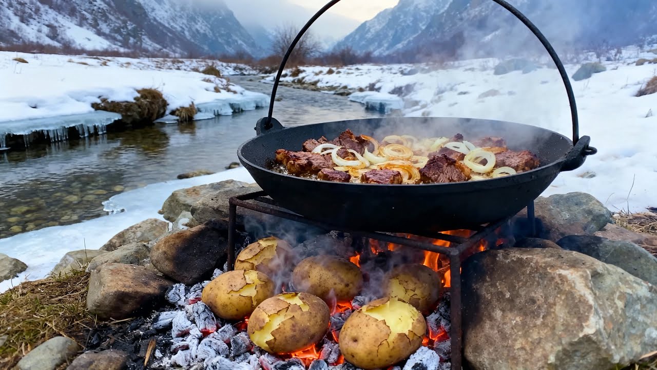Camping in the Mountains: Cooking Trout Over a Campfire and Enjoying Nature