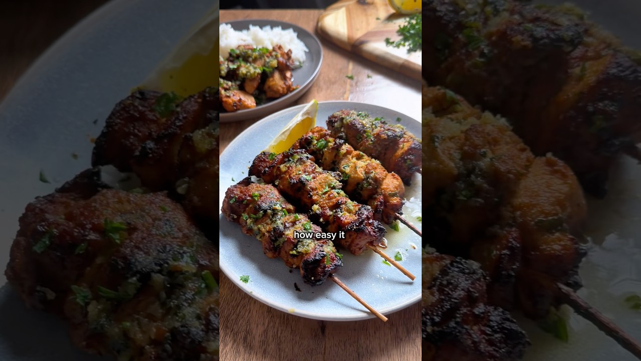 Flavorful cajun chicken skewers with garlic butter sauce. So easy! So good!