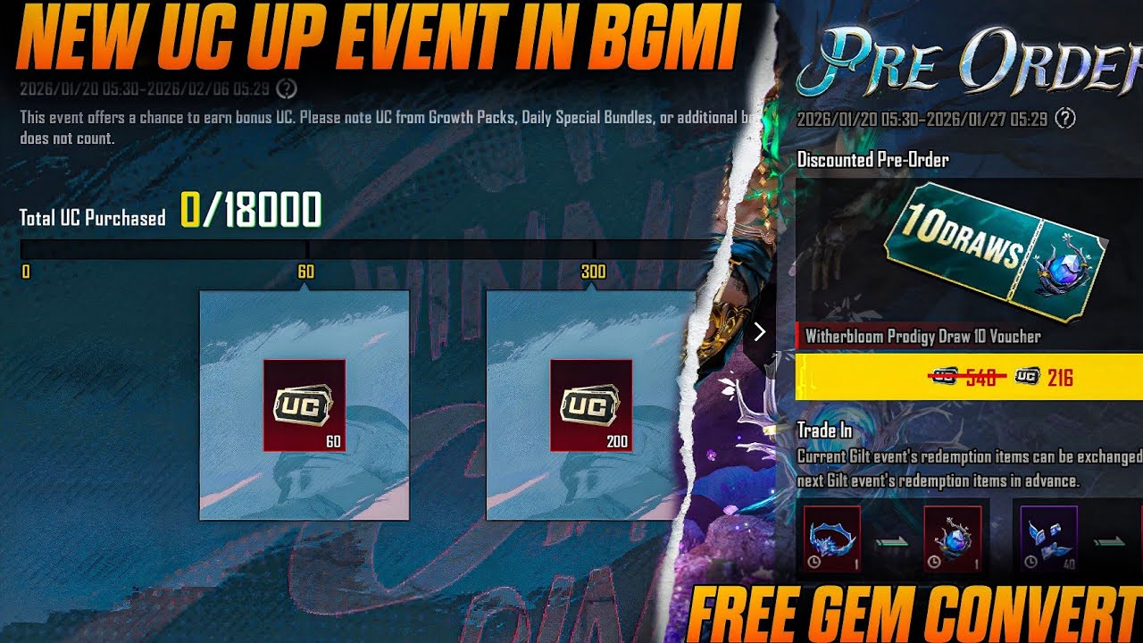 FINALLY NEW UC UP EVENT IN BGMI NEW CONCEPT😍BGMI NEW PRE ORDER EVENT IS HERE😍 FREE GEM CONVERT😁