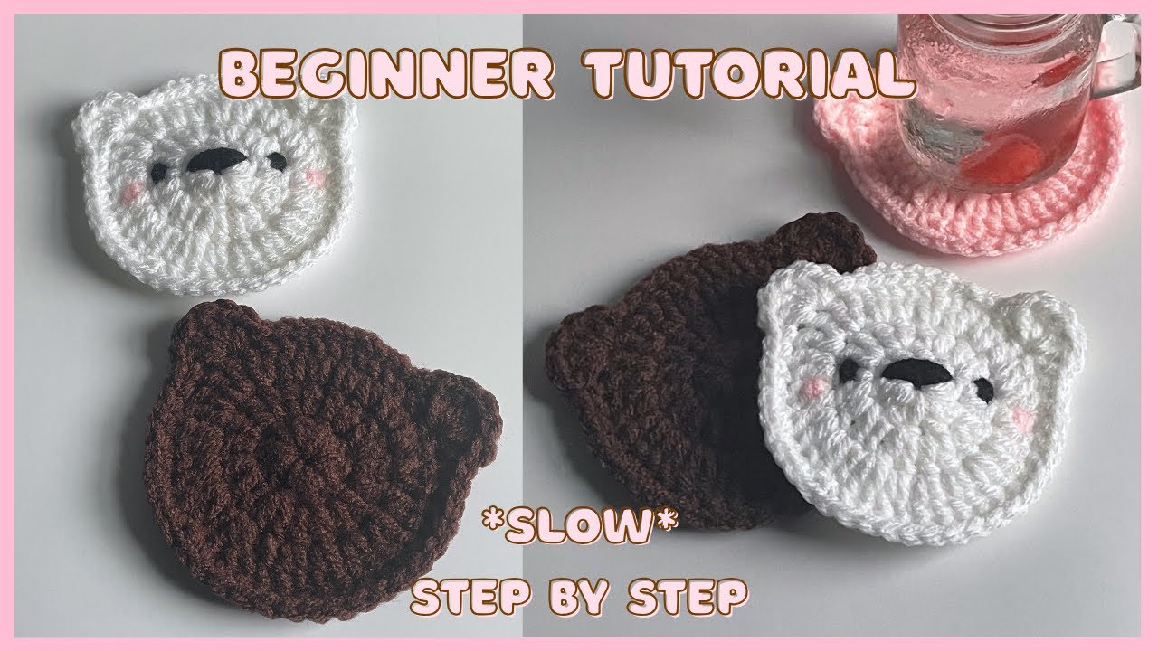 How to crochet a Bear Coaster for Beginners (cute, simple and quick)