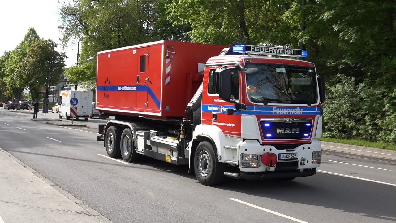 [Großeinsatz in Augsburg] Einsatzfahrten Feuerwehr (FW1 & FW2), Rettungsdienst & Polizei