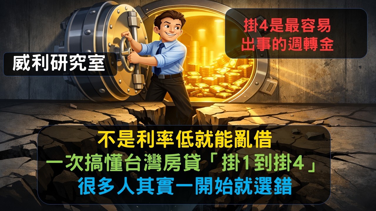 S25EP18|不是利率低就能亂借，一次搞懂台灣房貸「掛1到掛4」，很多人其實一開始就選錯。掛4是最容易出事的週轉金