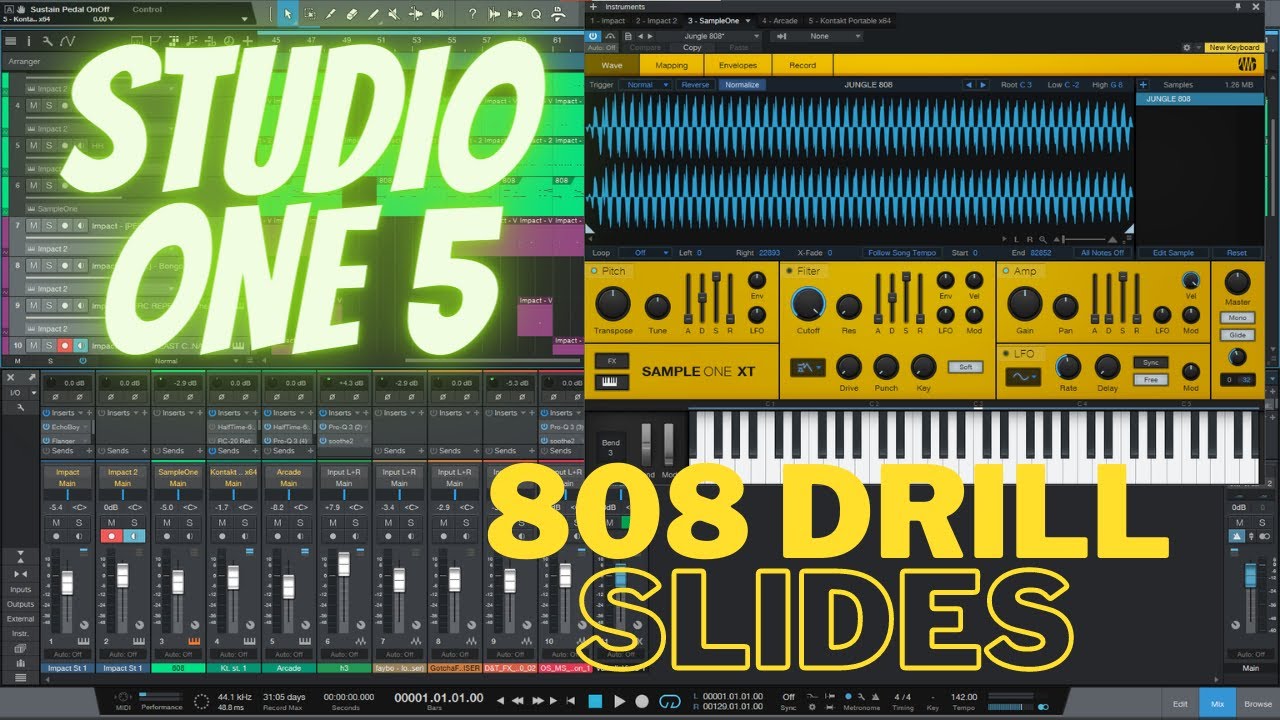 How to make a drill beat in Studio One Part 2 808 slides