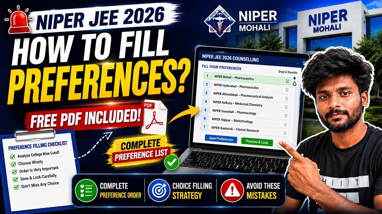 🚨 NIPER JEE 2026 Choice Filling | How to Fill Preferences? Complete Order + FREE PDF