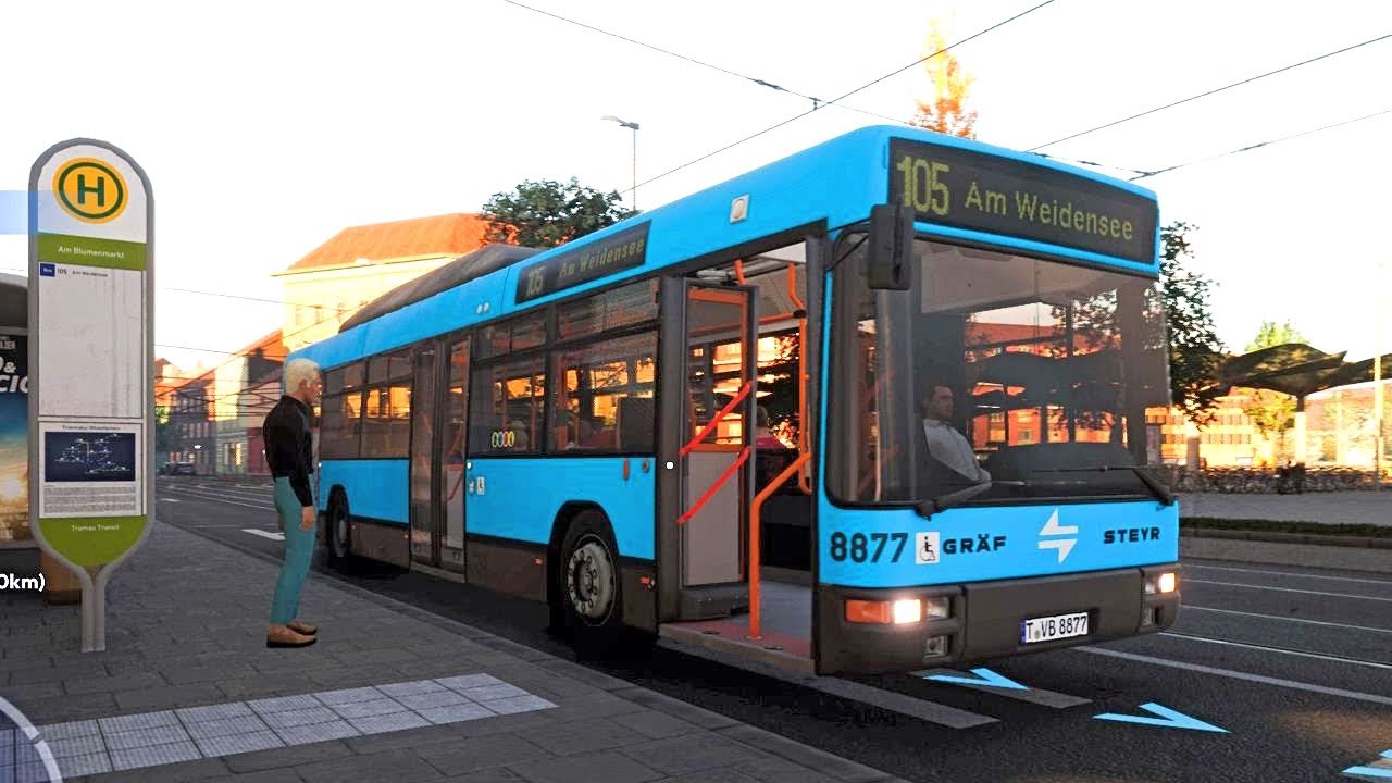 Driving Line 105 in Classic Steyr Bus – City Transport Simulator