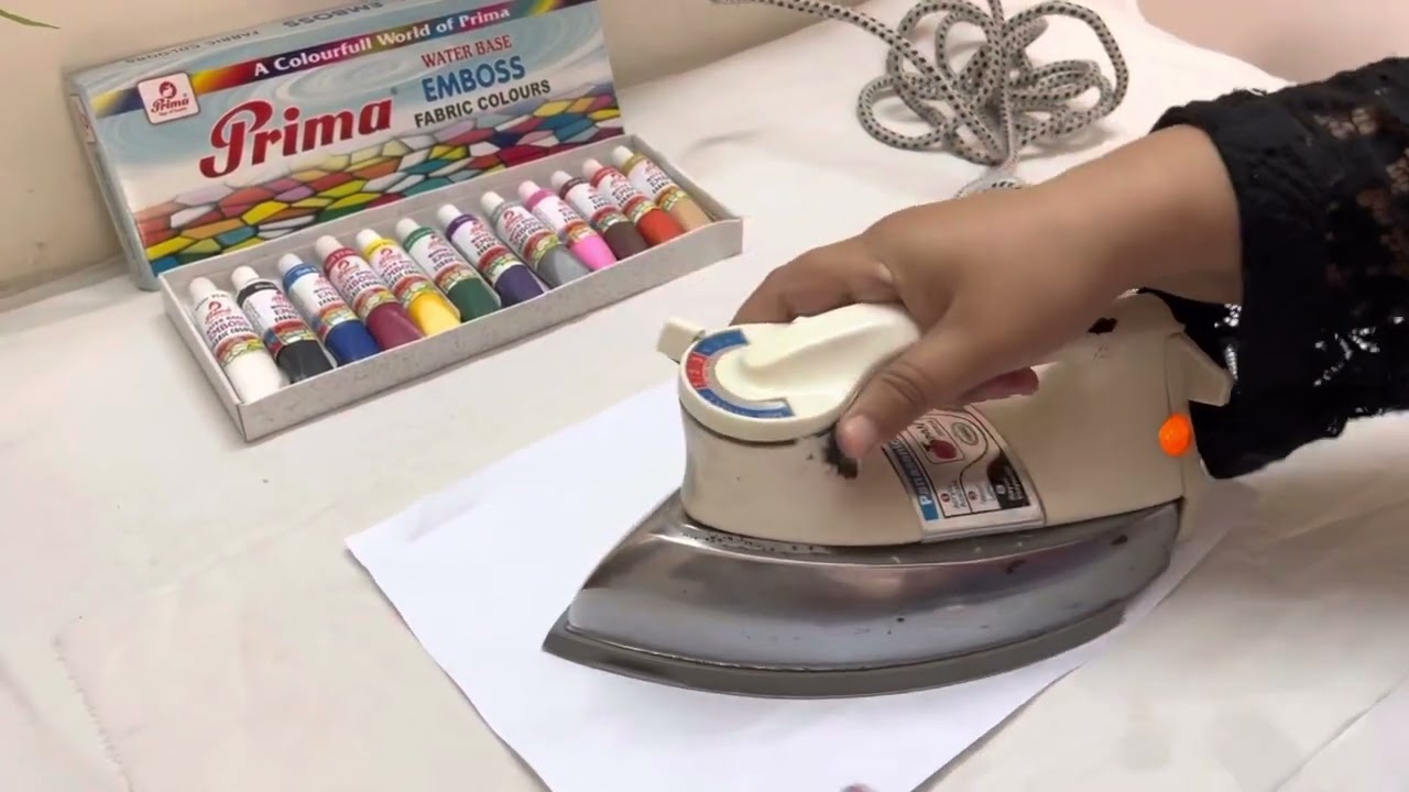 Ironing technique for emboss fabric paints #embossingprint