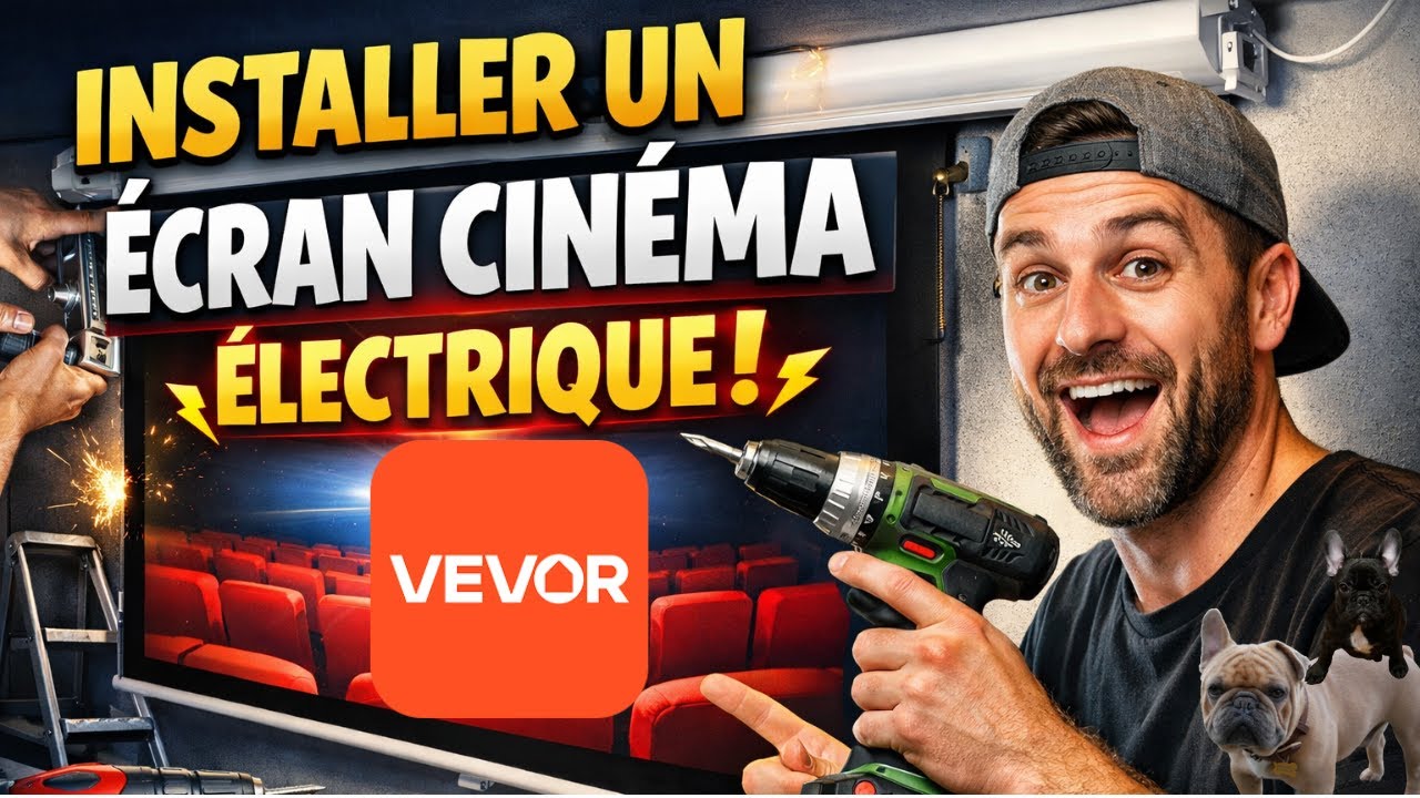 J'INSTALLE UN ECRAN CINEMA ELECTRIQUE VEVOR !!!