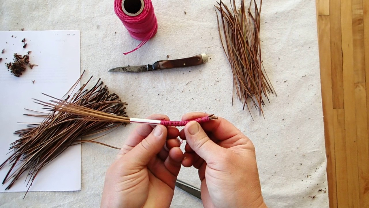 Pine Needle Basket Coiling: Initial wrap and coil