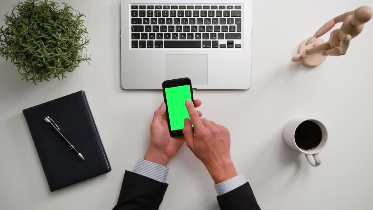 Hands Holding A Phone With Green Screen Stock Video