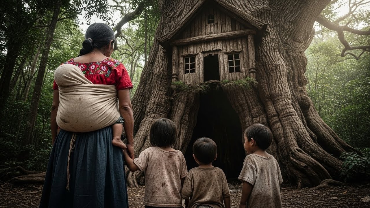 La viuda halló con sus hijos una casa en un tronco gigante, pero algo allí cambió su destino