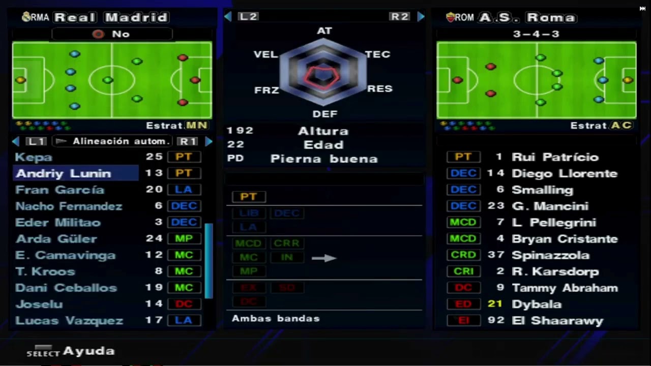 LA MEJOR ALINEACIÓN PARA JUGAR CON EL REAL MADRID CON MBAPPÉ VINICIUS Y RODRYGO GOES / PS2 PES 2024