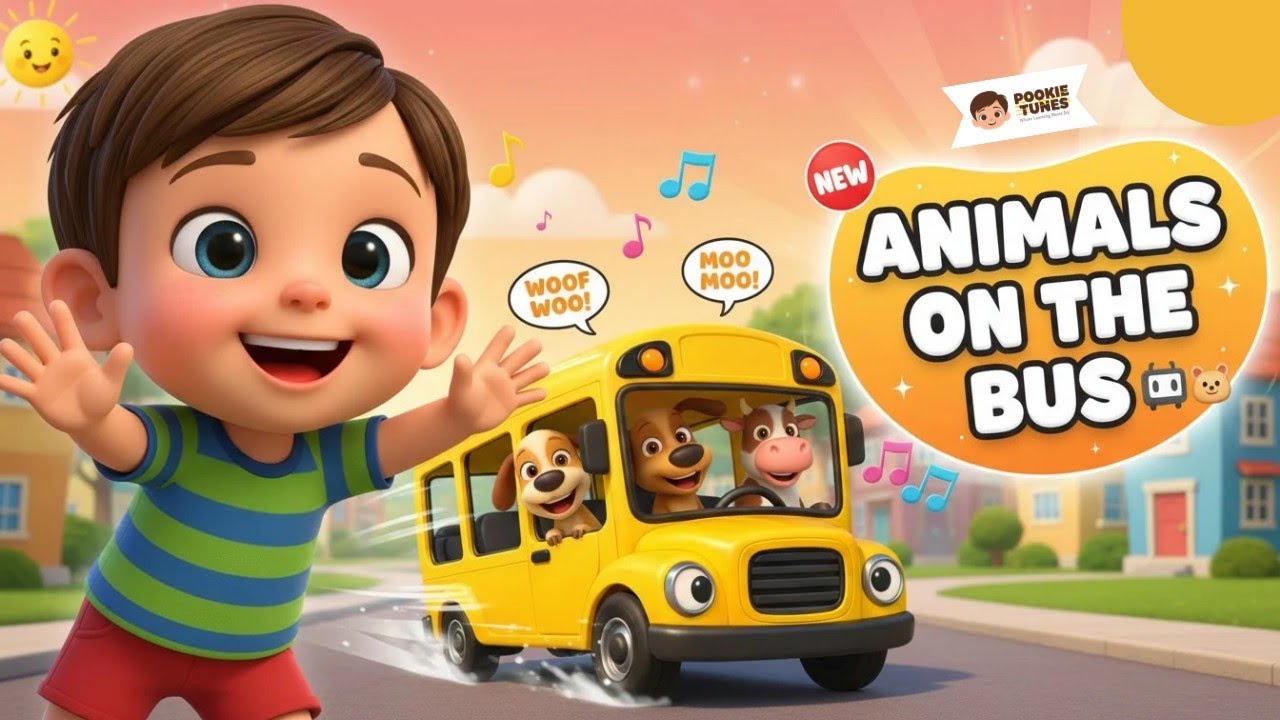 Fun Wheels on the Bus with Animals 🚍 | Learn Sounds Kids | Nursery Rhymes for Kids