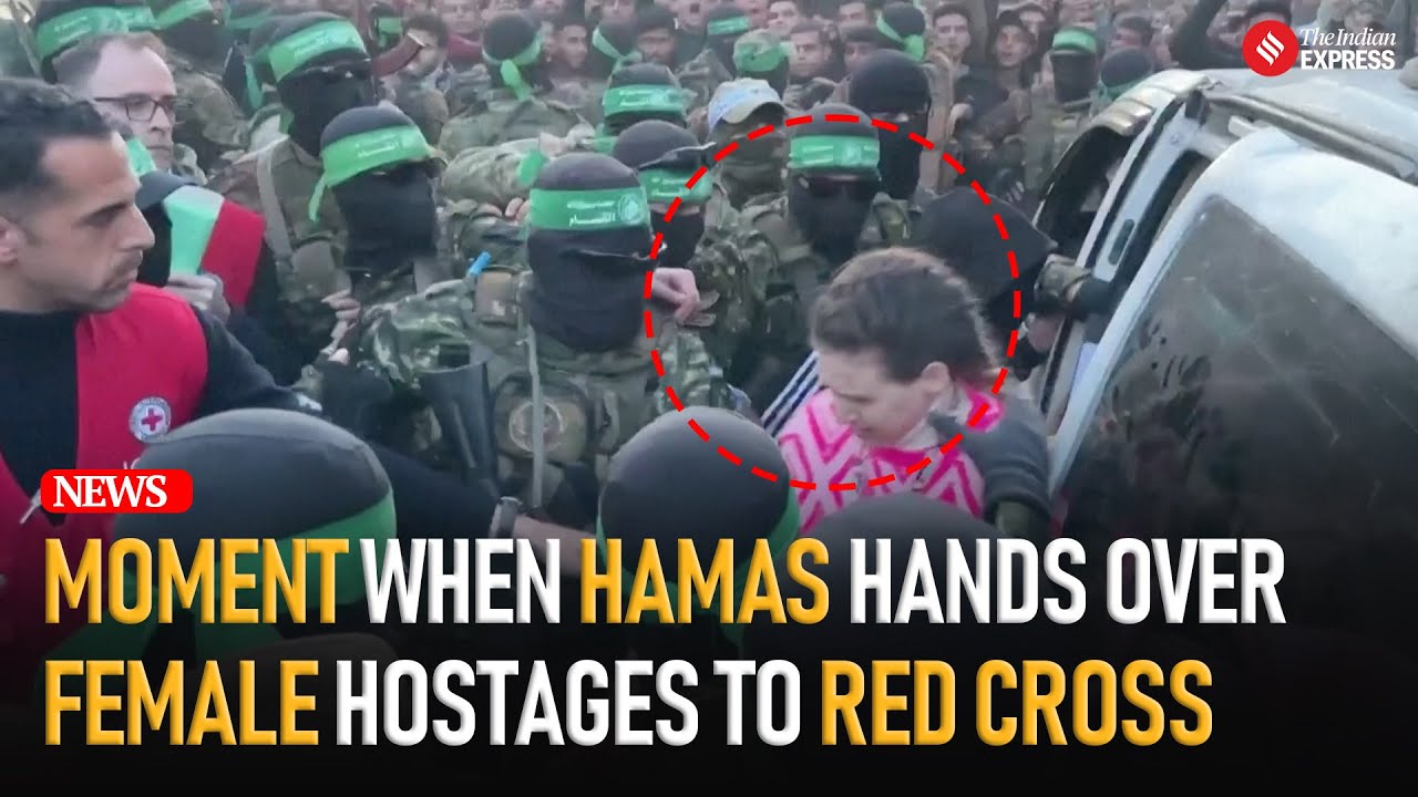 Watch Moment When Hamas Militants Handed Over Female Hostages to Red Cross in Gaza City