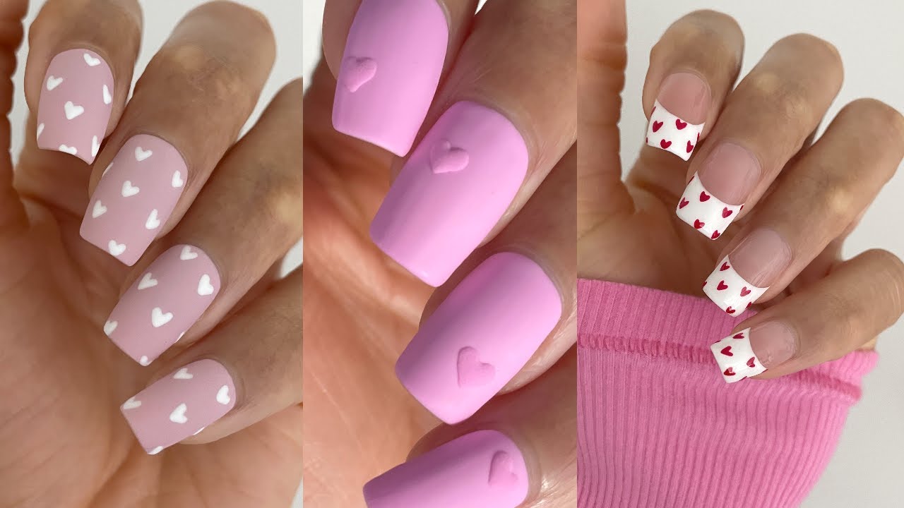 TRENDY NEW VALENTINES DAY NAIL DESIGNS | valentines day nail art using gel nail polish at home