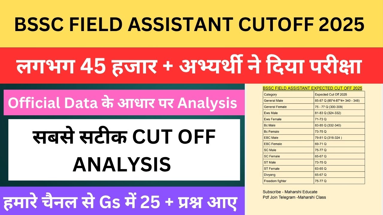 BSSC FIELD ASSISTANT CUT OFF|BSSC FIELD ASSISTANT CUT OFF 2025|BSSC FIELD ASSISTANT EXAM 2025|BSSC