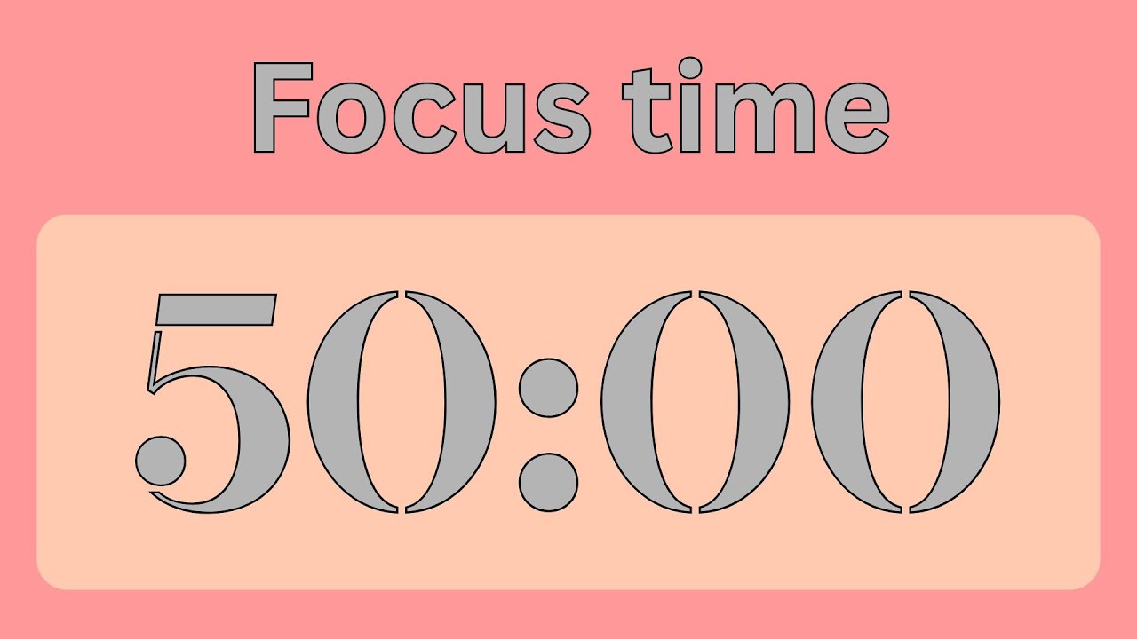 Đồng Hồ Đếm Ngược 50 Phút 🧡 Pink Orange Background 🧡 ASMR Tick Tock | Tập Trung Cao Độ