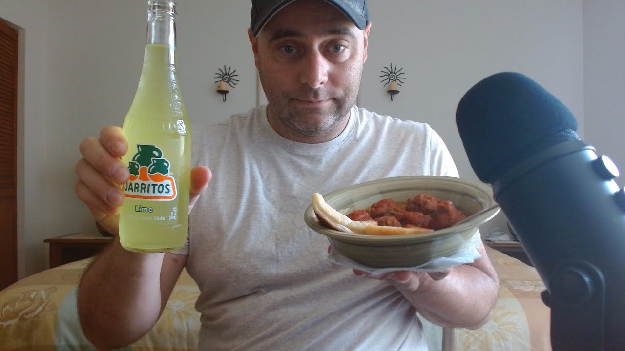 ASMR Drink Review and Eating Meatballs