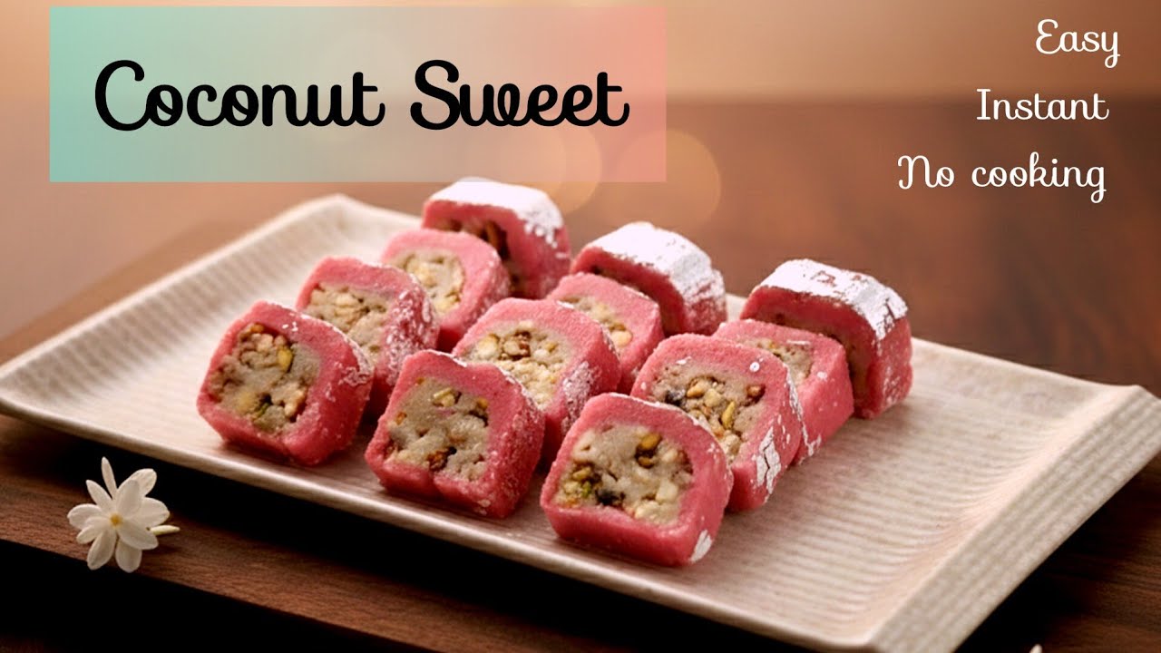 Coconut  Sweet recipe in 10 minutes | नारियल की मिठाई बिना पकाए और कोई मावा नहीं | Intant recipe | 