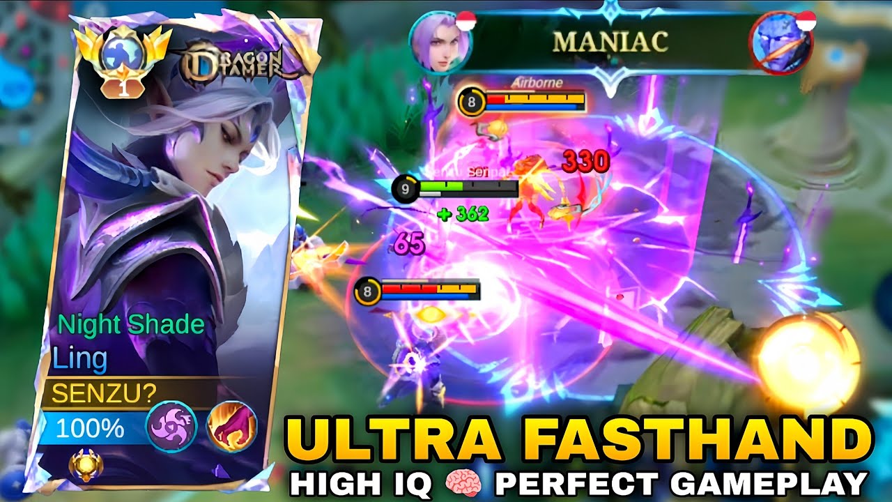 MANIAC‼️LING FASTHAND PERFECT GAMEPLAY ( HIGH IQ ) Top Global Ling Gameplay Mobile Legends