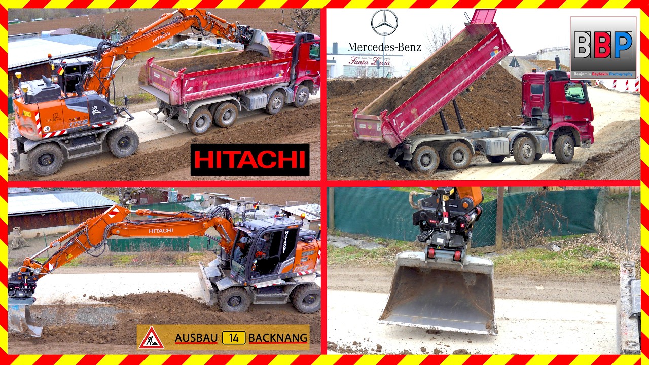 HITACHI Zaxis 170W m. OilQuick Tiltrotator & Mercedes Kipper - B 14 Ausbau Backnang, 2026. Teil 1