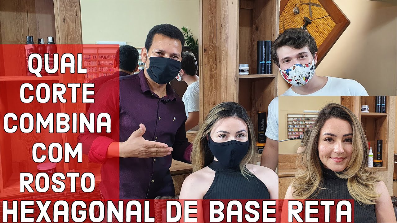 Qual corte Combina com Rosto Hexagonal de base Reta