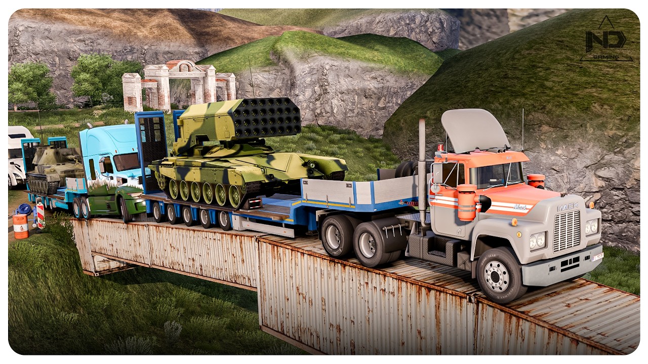 Thử Th&aacute;ch Chở Ph&aacute;o Phản Lực Qua Cầu Container Hiểm Trở Trong ETS2 Online