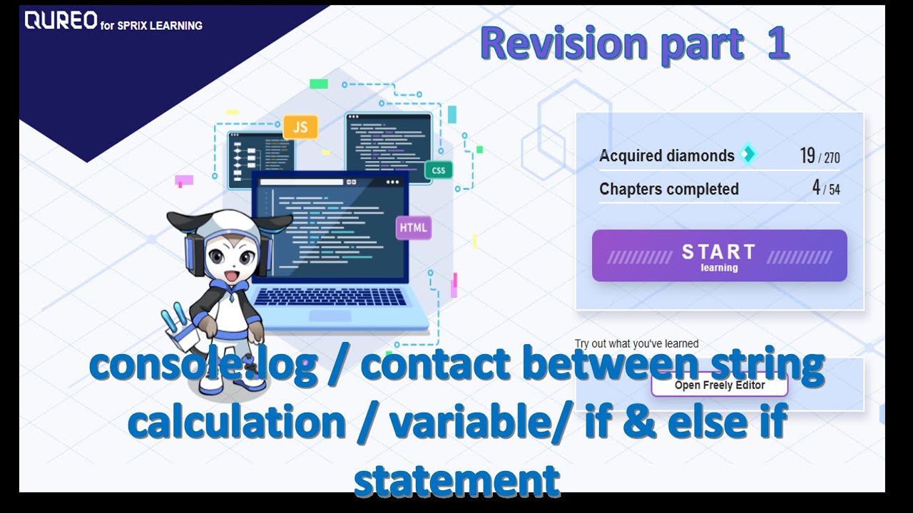 Qureo revision part1(console.log/contact between string&calculation / variable/if& elseif statement)