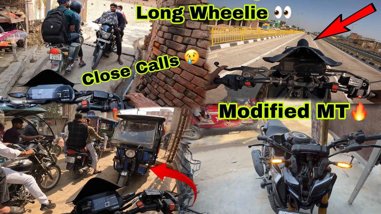 👉 Modified MT Ride Gone Crazy 🔥 Long Wheelie + Unexpected Close Calls