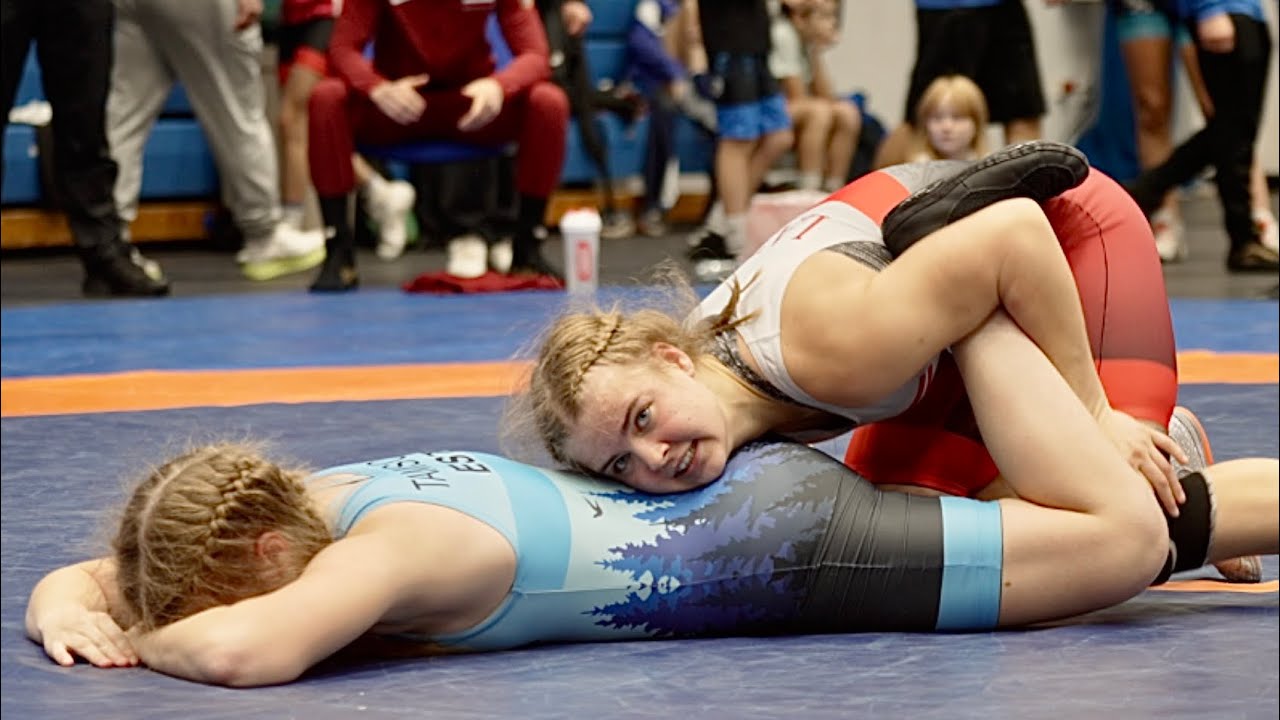 U17 Betija Rutka (LAT) vs Kärol Tamson (EST) 57kg. Women girls youth wrestling tournament. B-cam-m