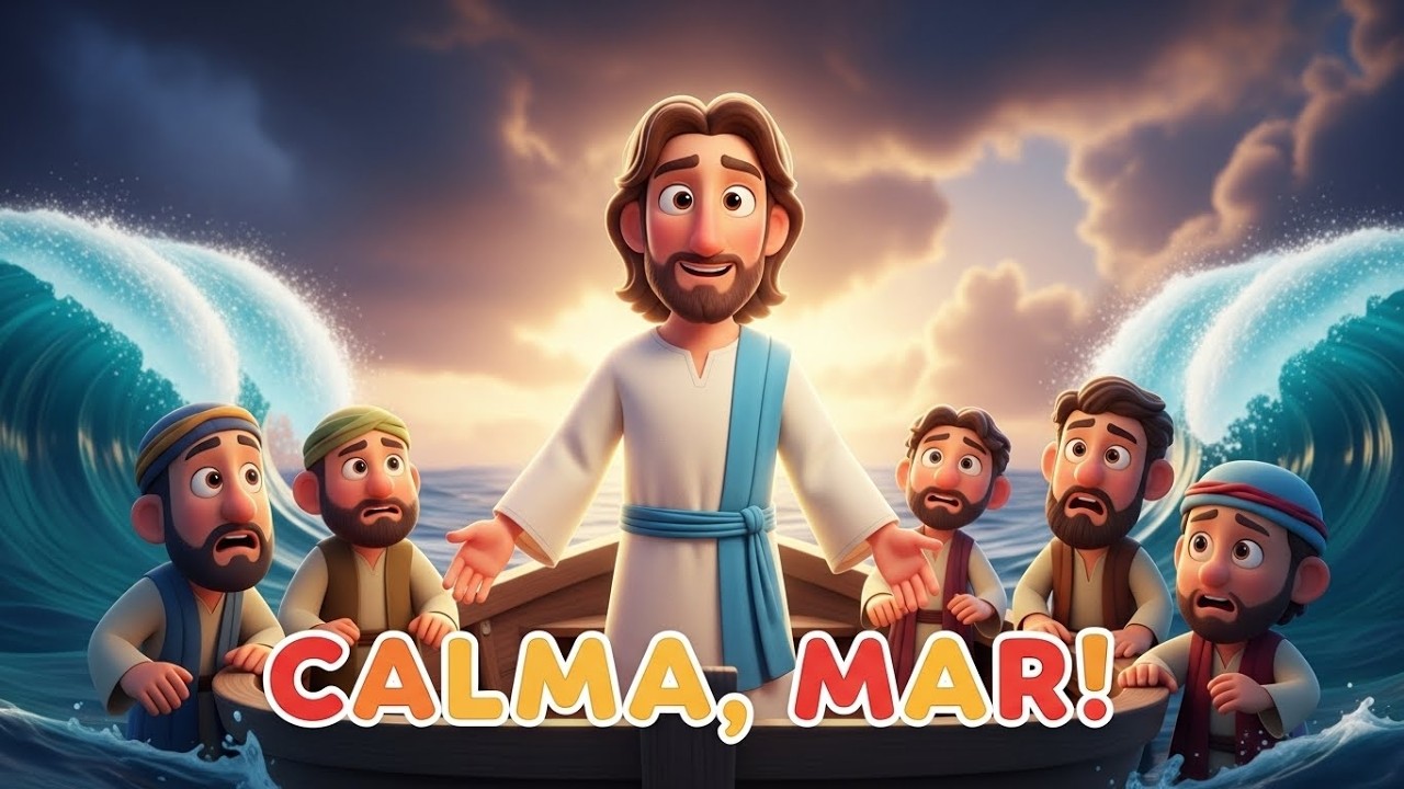 Jesus Acalma a Tempestade 🌊  Música Infantil Cristã  Calma, Mar!
