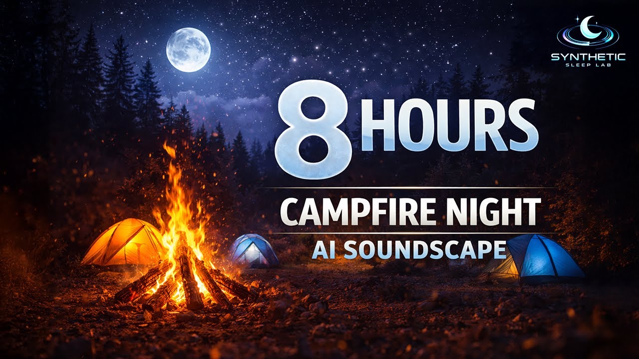 8 HOURS Campfire Night AI Sleep Soundscape 🌙 Black Screen