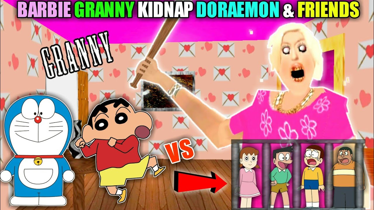 BARBIE GRANNY KIDNAP DORAEMON NOBITA GIAN AND FRIENDS | Granny Door Escape | Doraemon VS Granny