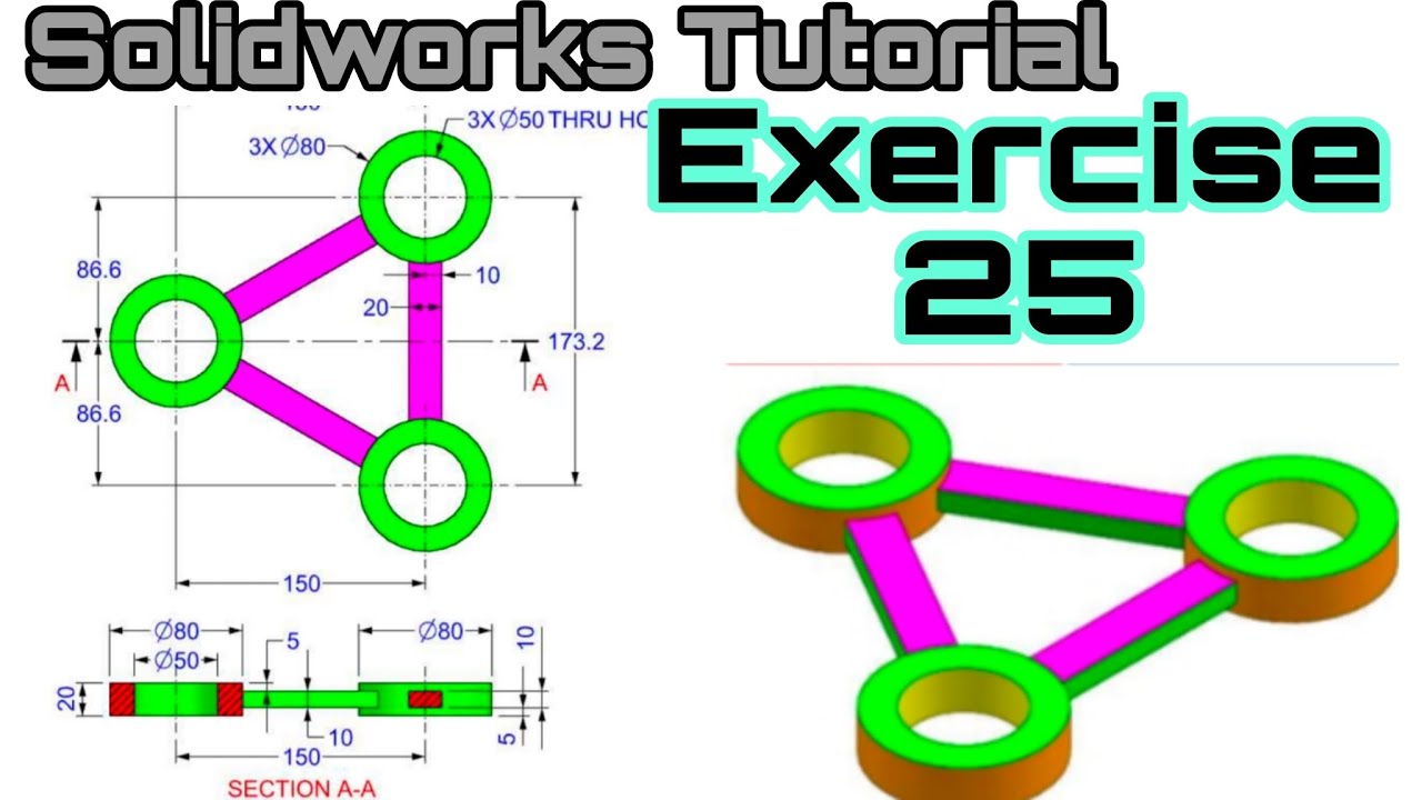 SOLIDWORKS Practice Exercise 25 | Practice Exercise For Beginners | Solidworks Tutorial