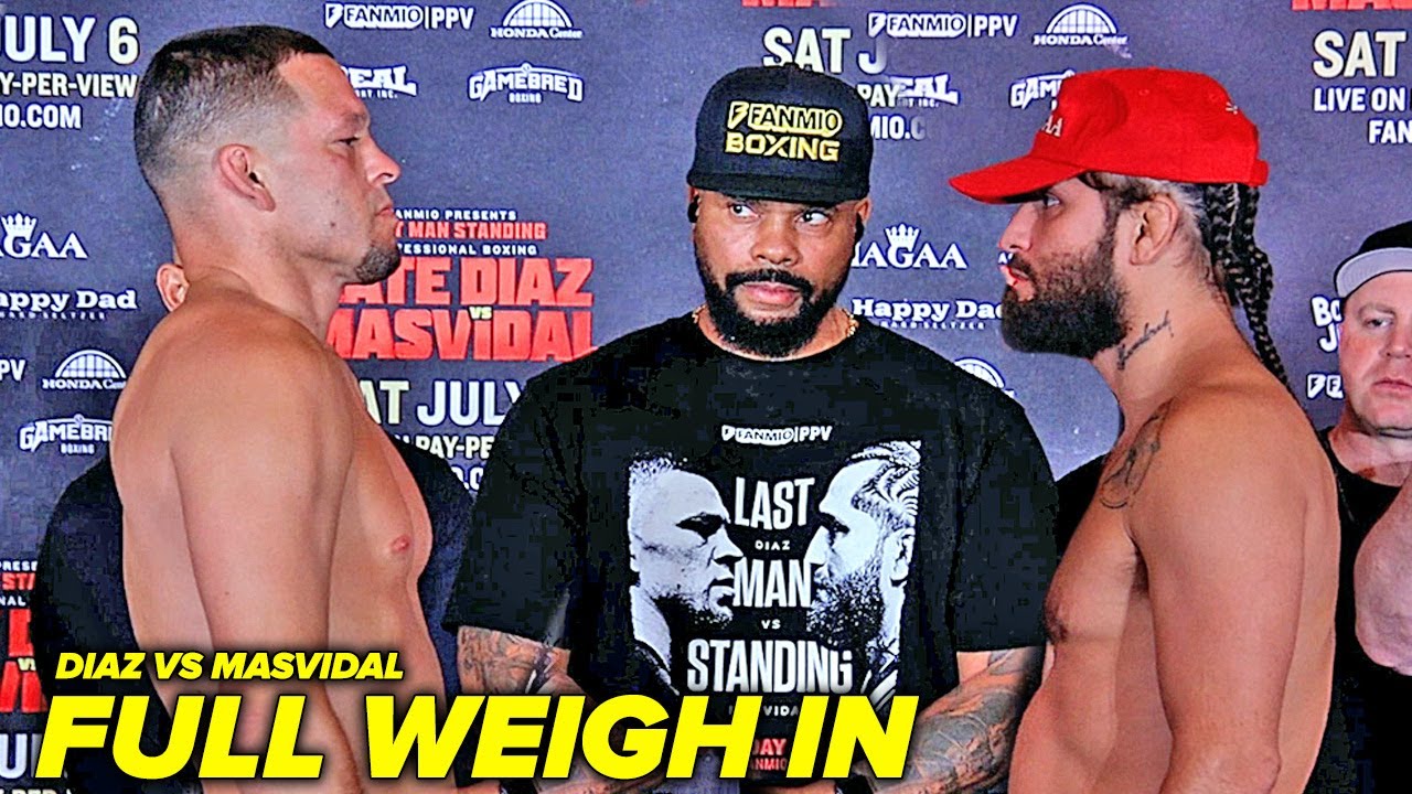 Nate Diaz vs Jorge Masvidal • Full Weigh In & Face Off Video