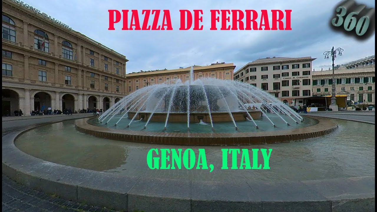Piazza de Ferrari in Genoa Italy 360 video
