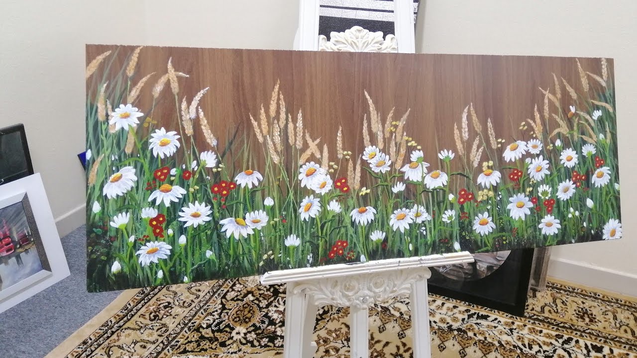 Summer Flowers On Plywood Sheet _Step by Step Acrylic Painting #4